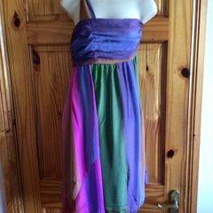 South Ladies Multicoloured Silk one shoulder dress size 12 includes postage