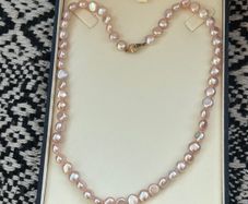 Genuine Freshwater Pearl & 9ct Gold Vintage Necklace, New Old Stock