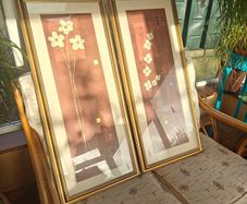 Pair of framed floral art prints