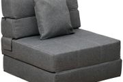 Convertible Floor Sofa Bed Recliner Fabric Upholstered Sleeper Lounge Futon with Pillow for Living Room, Grey (FREE SHIPPING)
