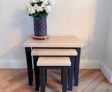 Modern Farmhouse Nest of 3 Tables -  Solid Oak Wood