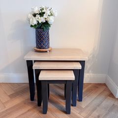 Modern Farmhouse Nest of 3 Tables -  Solid Oak Wood