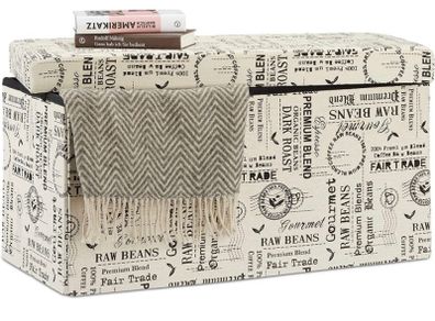 Foldable Patterned Storage Bench, cotton, 38x76x38 cm (FREE POSTAGE)