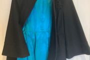 Short Black Coat with turquoise lining