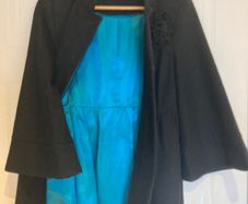 Short Black Coat with turquoise lining