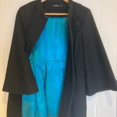 Short Black Coat with turquoise lining
