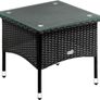 Polyrattan Side Table 50 x 50 x 45 cm Height Adjustable 5 mm Safety Glass Weatherproof 80 kg Load Capacity Garden Table Balcony Table Tea Table Outdoor Cream Image 8