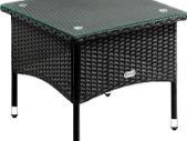 Polyrattan garden table side table with glass top  Grey Cream or Black
