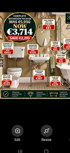 Edawardian bathroom package massive savings