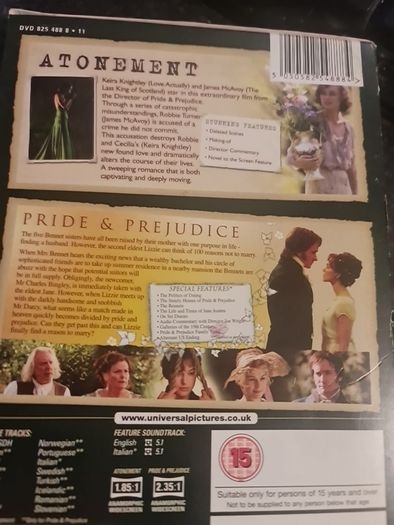 Atonement, Pride & Prejudice DVD