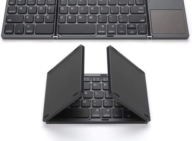 Foldable Bluetooth Keyboard, Pocket Size Portable Mini BT Wireless Keyboard with Touchpad for Android, Windows, PC, Tablet, with Rechargeable Li-ion Battery