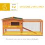 Rabbit Hutch with Run Wooden Guinea Pig Hutch Outdoor Bunny Cage Hide House with Sliding Tray, Hay Rack, Ramp, 156 x 58 x 68cm, Orange Image 5