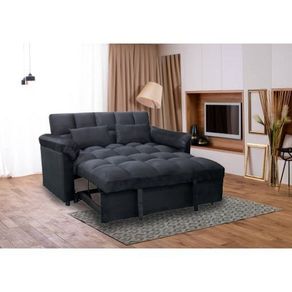 Viral sofa returns Pull Out Black velvet Double Sofa Bed 2 Seater Sleeper