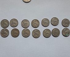 14 Irish three pence coins