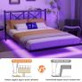 Double Floating Bed Frame with LED Lights and Charging Station Image 4