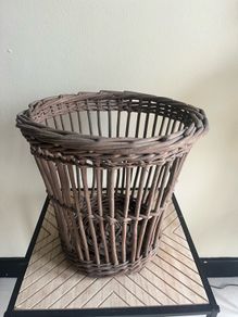 Mid Century Whicker Waste Paper Bin