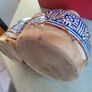 Moroccan small Bongo Drums CERAMIC BASE hand painted goat hide tops vintage Image 2