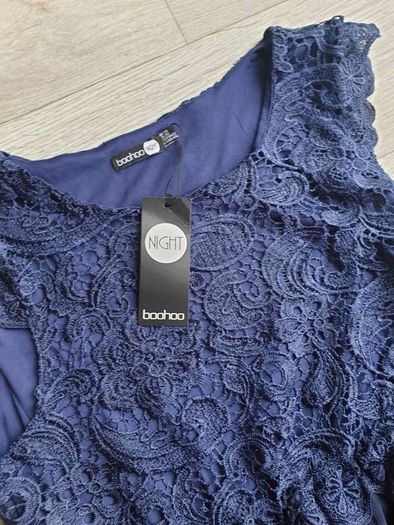 Boohoo Navy lace Pleated dress 12