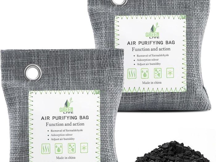2 Pack Bamboo Charcoal Air Purifying Bags, Activated Charcoal Bags Removes Odors and Moisture, Odor Eliminator for Home, Car, Pets, Bathroom, Basement