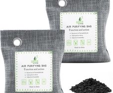 2 Pack Bamboo Charcoal Air Purifying Bags, Activated Charcoal Bags Removes Odors and Moisture, Odor Eliminator for Home, Car, Pets, Bathroom, Basement