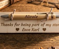 Personalised pen and wooden card