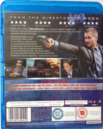 Source Code [2011] Jake Gyllenhaal, Michelle Monaghan & Vera Garmiga [Blu-ray Movie]