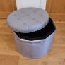 Grey Round Storage Ottoman / Pouffe Image 2