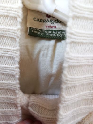 Carraigdonn Cream Aran Cardigan Cotton Lined 16 New.