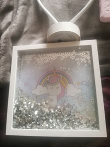 Girls unicorn picture frame and light