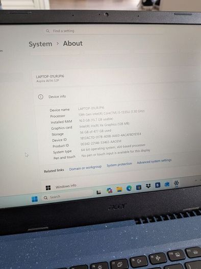 Acer Aspire Vero 16gb RAM 512gb SSD