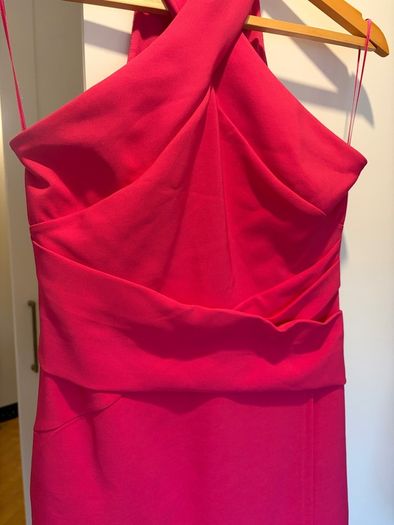 Lipsy Pink Cross.  Front Halter Neck Midi Dress    Size 10 (Excellent Condition)