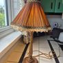 Lamp 1920s Vintage pleated silk shade solid oak base Table lamp Image 4