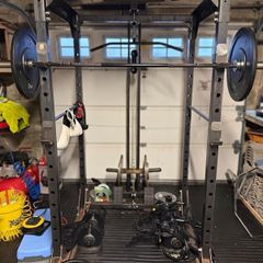 Pro Plates Commercial Power Rack with Lat Pulldown, Low Row + 97.5kg steel plates + 500kg bumper weights