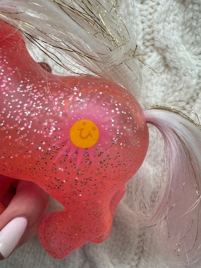 1984 Hasbro G1 Vintage My Little Pony Sunspot Sparkle Orange Glitter Pink Used PLease look at the pictures