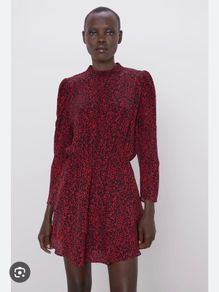 Zara Red & Black Print Dress
