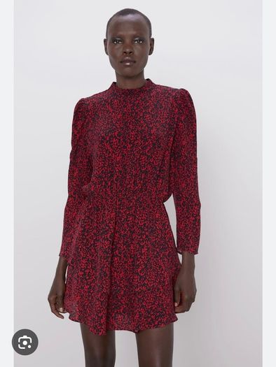 Zara Red & Black Print Dress