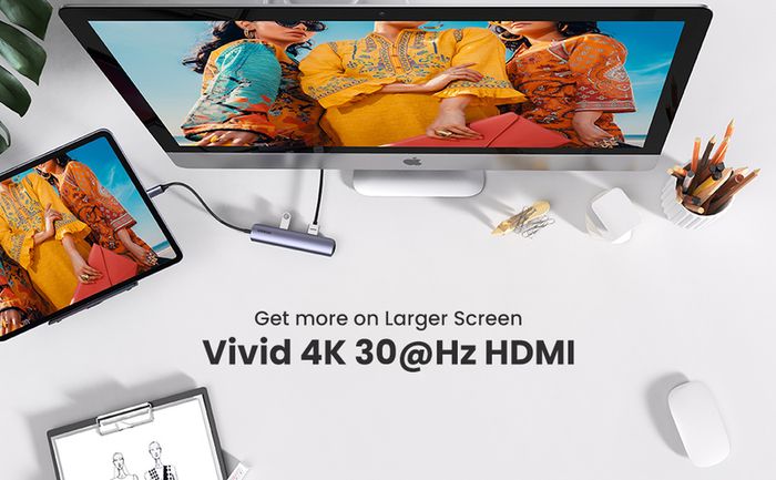 Ultra Slim 5 In 4k 1 Usb-c To 2 Usb (3.0)+hdmi+rj45 +pd