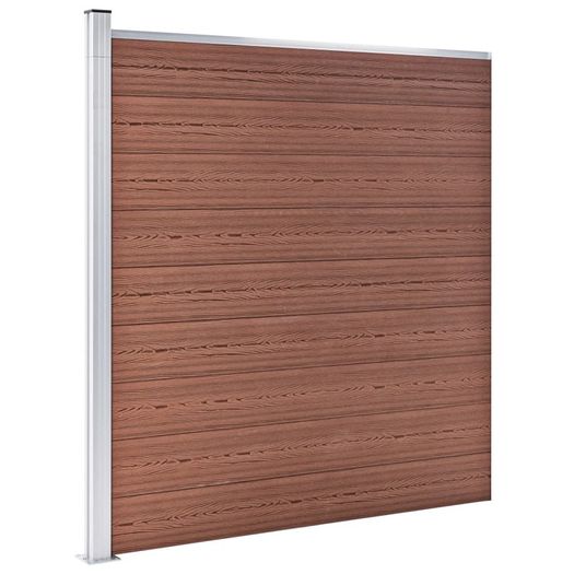 WPC Fence Set 7 Square + 1 Slanted 1311x186 cm Brown
