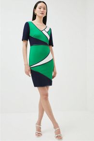 BNWT - KAREN MILLEN Colour Block Jersey Pencil Dress UK 12