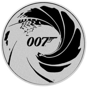 2022 Tuvalu 1 Dollar 1 oz Silver Bullion Coin - James Bond 007 Gun Logo Black Edition (In Capsule)