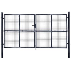 Mesh Garden Gate Galvanised Steel 289x150 cm Grey