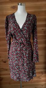 &other stories wrap around dress flowers pattern long sleeve size 12 new