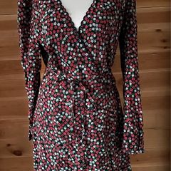 &other stories wrap around dress flowers pattern long sleeve size 12 new