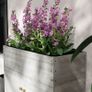 Raised Garden Bed with Wheels, Cabinet Compartment, Interior Lining, Used Look, 110x50x95 cm, White Image 2