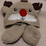 Reindeer Warm Lined Hat And Mittens Set, New Image 4