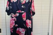 Navy &amp; Pink Scuba Faux Wrap Dress (nwt)