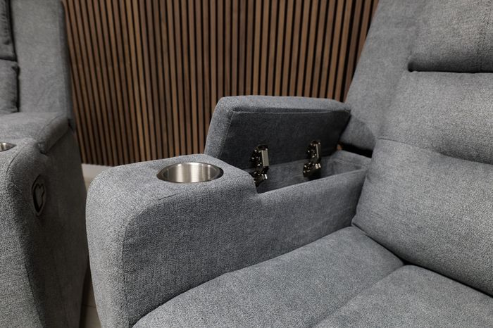 3 Seater Titan Plus Electric Grey Fabric Recliner Sofa