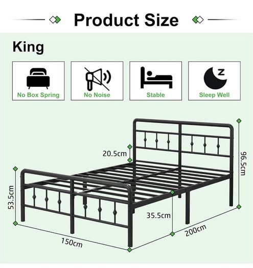 King Size Bed Frame with Victorian Headboard and Footboard