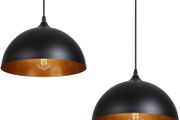 2 Pack Industrial Suspended Ceiling Pendant Light Fixtures Black Metal Vintage Lampshades for Kitchen Island Farmhouse Restaurant Loft Coffee Bar