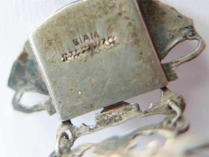 Vintage SIAM STERLING Silver 8 Panel Fan Bracelet L 7" - 20,36g